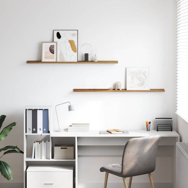 vidaXL Sein&auml;hylly hyllyll&auml; 2 pcs Ruskea 115 x 9 x 3 cm Tekninen puu