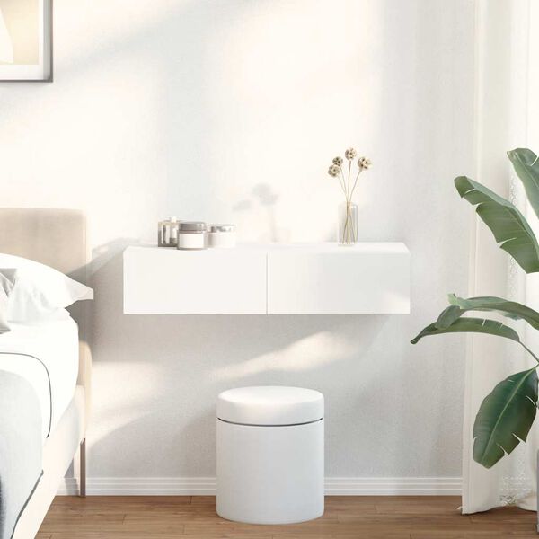 vidaXL Seinähylly laatikoilla valkoinen 80x33x17 cm tekninen puu