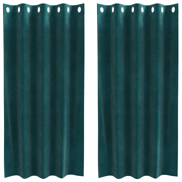 vidaXL Pimennysverhot 2 pcs Tummanvihre&auml; 140 x 175 cm Sametti