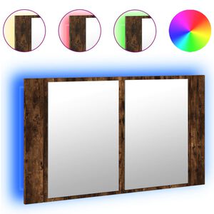 vidaXL Kylpyhuoneen LED peilikaappi savutammi 80x12x45 cm akryyli