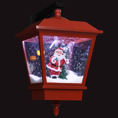 vidaXL Seinävalaisin LED-valoilla ja joulupukilla punainen 40x27x45 cm