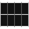 vidaXL 4-paneelinen Tilanjakaja musta 200x180 cm kangas