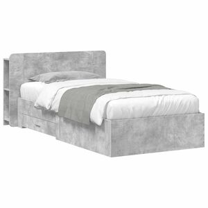 vidaXL S&auml;nkykehys varastolla p&auml;&auml;tyll&auml; Betoninharmaa 2FT6 Small Single