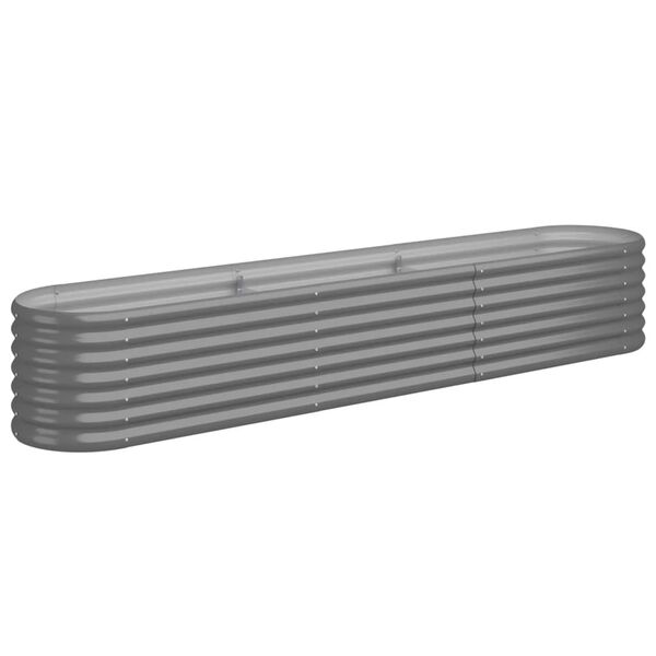 vidaXL Korotettu kukkalaatikko galvanoitu teräs 224x40x36cm harmaa