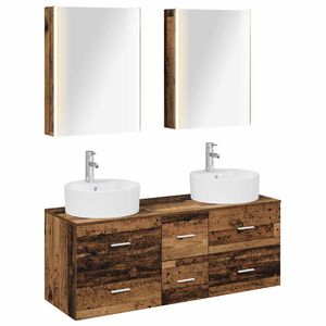 vidaXL Kylpyhuonekalustesetti 5 pcs Vanha puu Tekninen puu ja lasi