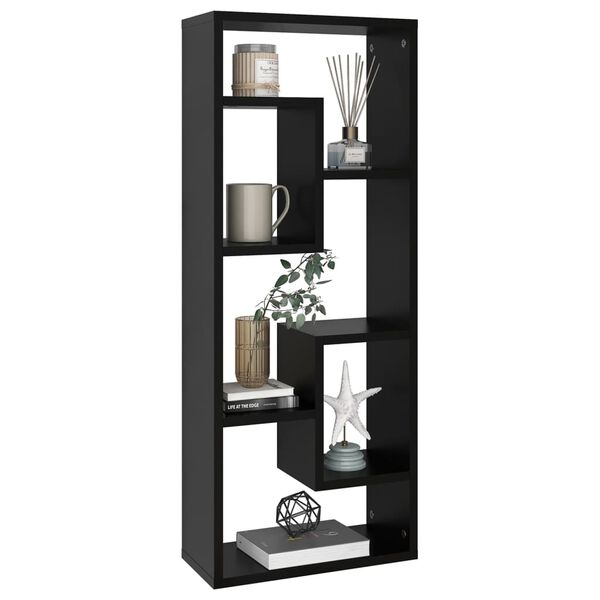 vidaXL Seinähylly musta 36x16x90 cm tekninen puu