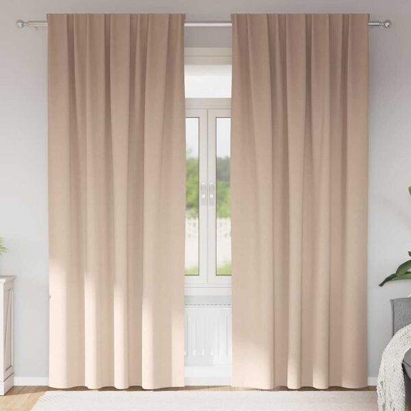 vidaXL Piment&auml;v&auml; verho renkailla 2 pcs Harmaanruskea 260 x 140 cm