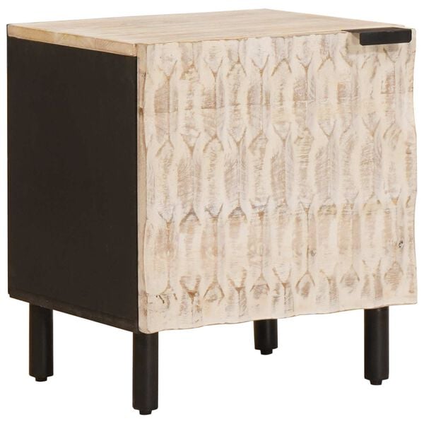 vidaXL Y&ouml;p&ouml;yt&auml;kaappi 2 pcs Valkoinen 40 x 33 x 46 cm Kiinte&auml; mango puu