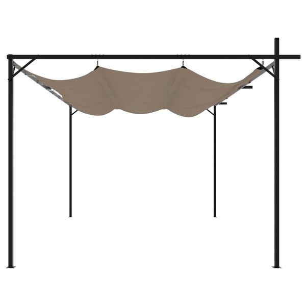 vidaXL Pergola sis&auml;&auml;nvedett&auml;v&auml; katto taupe 395x292x230 cm