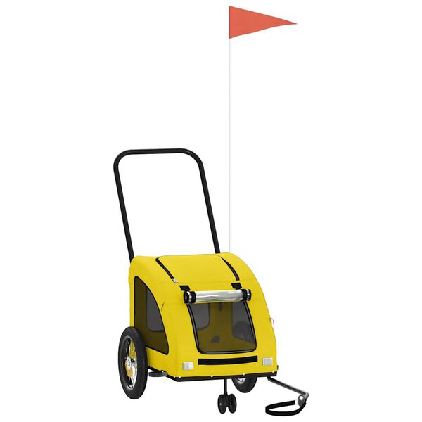 vidaXL Lemmikinkuljetuskärry polkupyörään keltainen kangas ja rauta