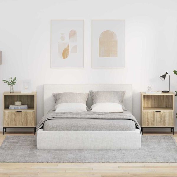 vidaXL Y&ouml;p&ouml;yd&auml;t 2 pcs Sonoma tammi 49 x 36 x 61 cm Tekninen puu