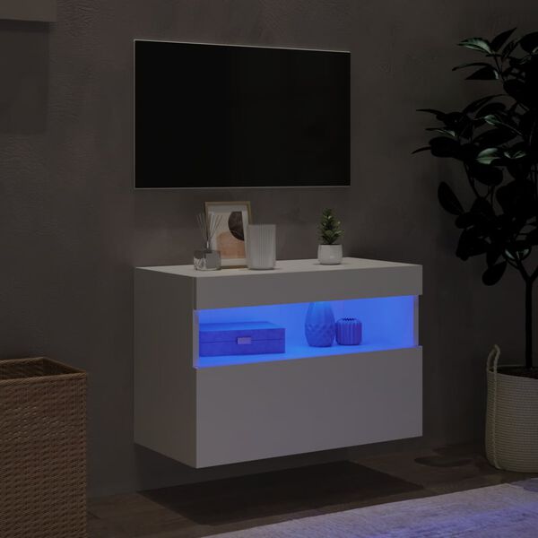 vidaXL TV-sein&auml;kaappi LED-valoilla valkoinen 60x30x40 cm