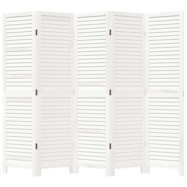 vidaXL 5-Paneelinen tilanjakaja valkoinen t&auml;ysi keisaripuu
