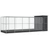 vidaXL Aviaario jatkeella hopea 623x203x216 cm ter&auml;s