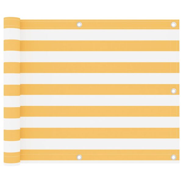 vidaXL Parvekkeen suoja valkoinen ja keltainen 75x400 cm Oxford kangas