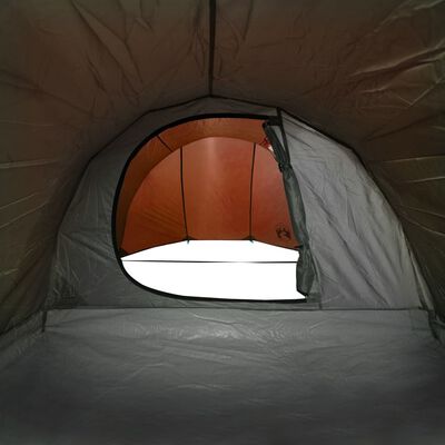 vidaXL Tunneliteltta 4 henkilölle harmaa ja oranssi vedenkestävä