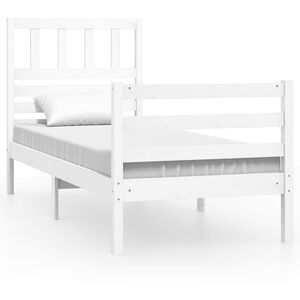 vidaXL S&auml;ngynrunko valkoinen 75x190 cm Small Single t&auml;ysi puu