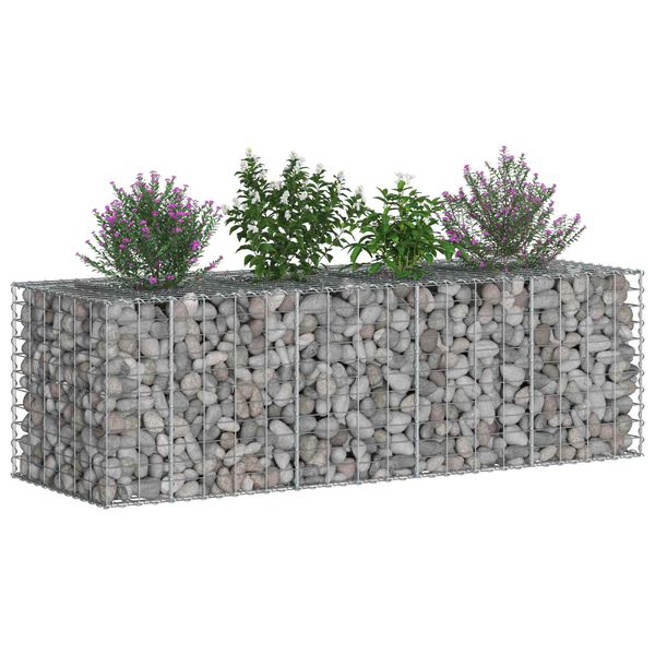 vidaXL Gabion Kohotettu Peti Hopea 180 x 60 x 55 cm Galvanoitu ter&auml;s