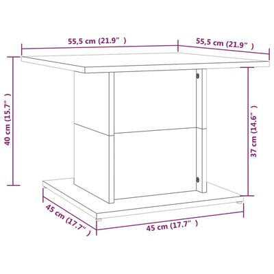 vidaXL Sohvapöytä Sonoma-tammi 55,5x55,5x40 cm lastulevy