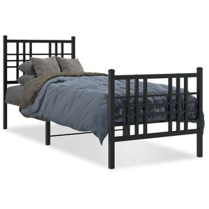 vidaXL Metallinen s&auml;ngynrunko p&auml;&auml;dyill&auml; musta 75x190 cm