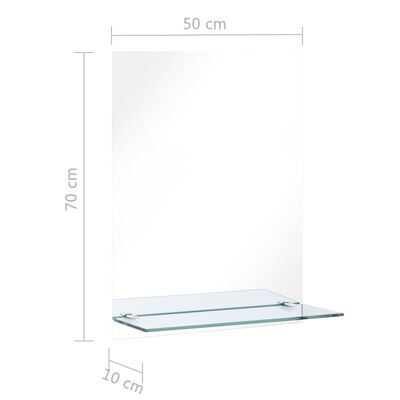 vidaXL Seinäpeili hyllyllä 50x70 cm karkaistu lasi