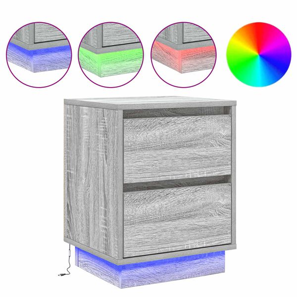 vidaXL Y&ouml;p&ouml;yt&auml;kaappi Harmaa 39 x 34,5 x 50 cm Tekninen puu