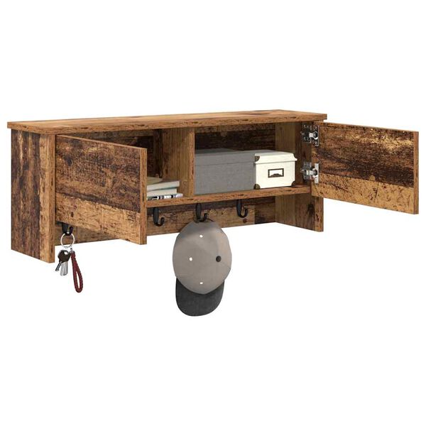 vidaXL Sein&auml;lle asennettava takkihylly Vanha puu 80 x 20 x 30 cm