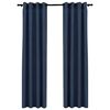 vidaXL Pellavamaiset pimennysverhot renkailla 2 kpl sininen 140x225 cm