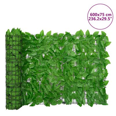 vidaXL Parvekkeen näköeste vihreillä lehdillä 600x75 cm