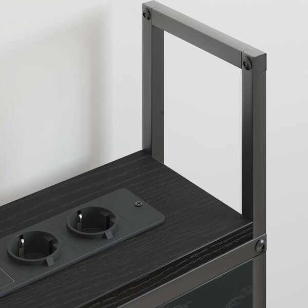 vidaXL S&auml;ilytyss&auml;nky latausasemalla Musta tammi 143 x 15 x 98 cm