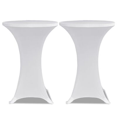 Seisovan pöydän päällyste Ø 60 cm valkoinen venyvä 2 kpl