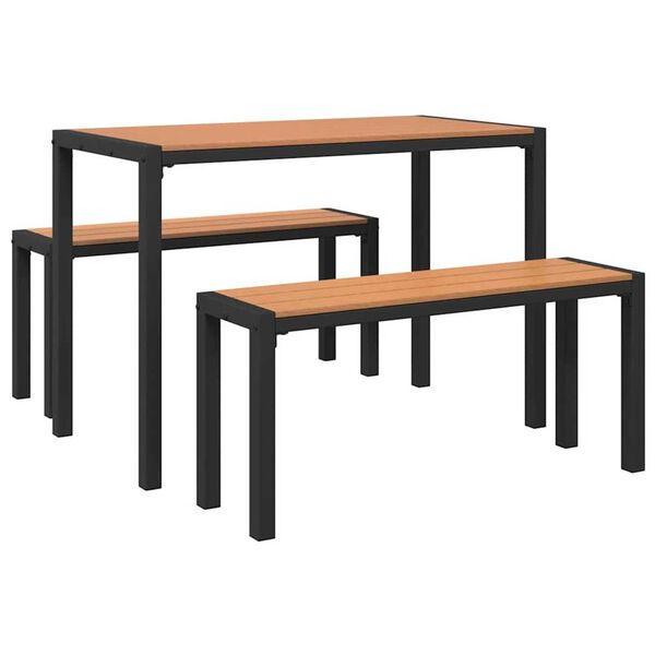 vidaXL Piharuokailu setti tyynyllä 3 pcs Ruskea Teräs