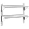 vidaXL Sein&auml;hylly 2-kerroksinen 75x23,5x60 cm hopea ruostumaton ter&auml;s