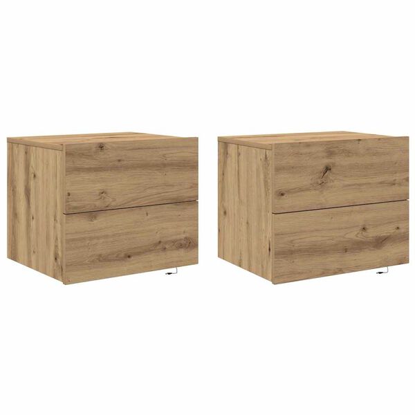 vidaXL Y&ouml;p&ouml;yt&auml;kaappi 2 pcs Artisan tammi 50 x 39 x 41 cm Tekninen puu