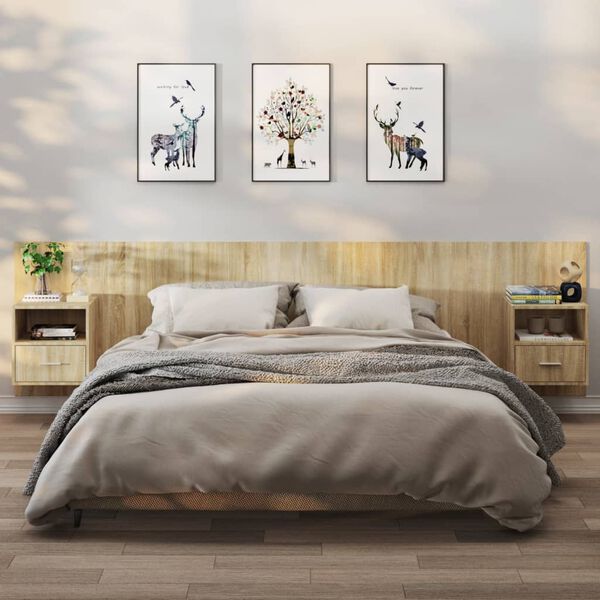 vidaXL Sein&auml;kiinnitett&auml;v&auml;t y&ouml;p&ouml;yd&auml;t 2 kpl Sonoma-tammi