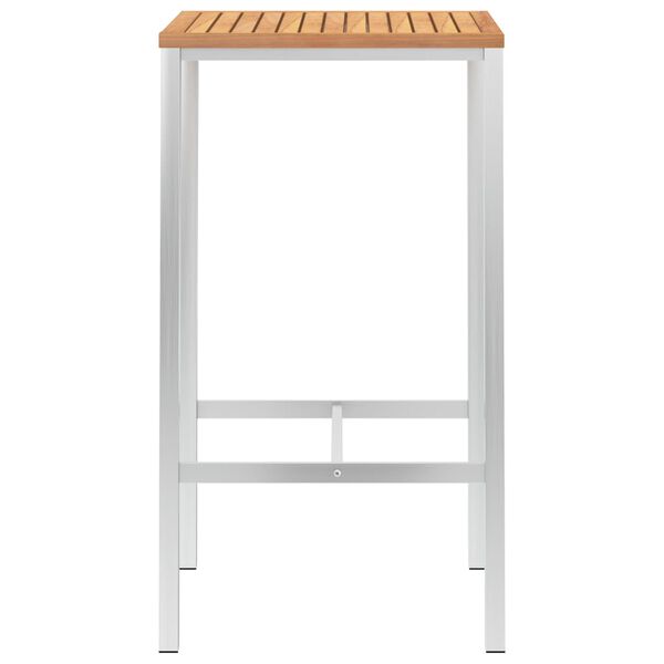 vidaXL Baaripöytä 60x60x105 cm täysi tiikki ja ruostumaton teräs