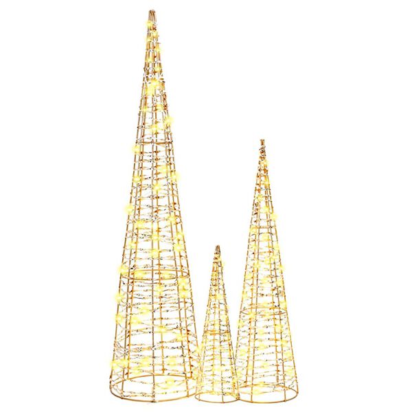 vidaXL Joulukuusi 3 pcs Lämmin valkoinen 20 x 20 x 80 cm PET