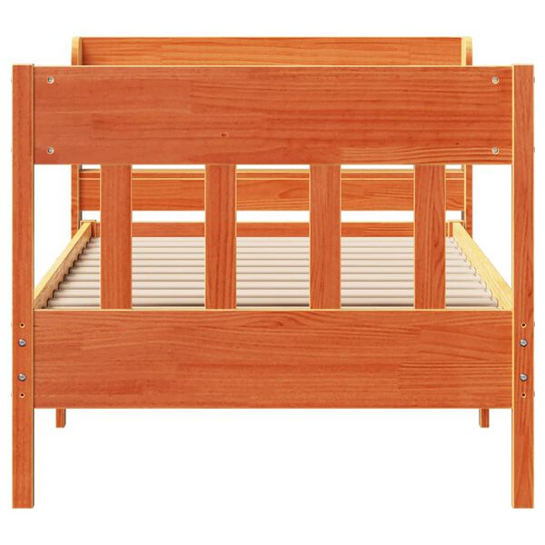 vidaXL Sängynrunko ilman patjaa vahanruskea 75x190 cm täysi mänty