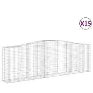 vidaXL Kaarevat kivikorit 15 kpl 400x50x120/140 cm galvanoitu rauta