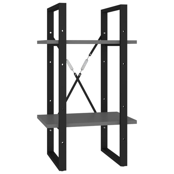 vidaXL 2-tasoinen kirjahylly harmaa 40x30x70 cm tekninen puu