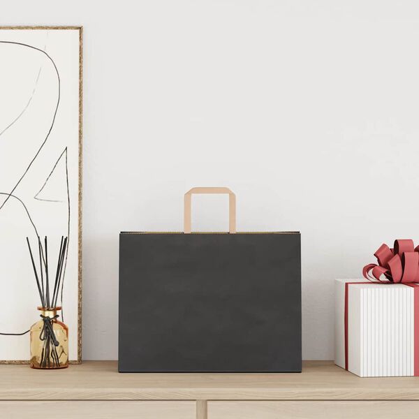 vidaXL Paperikassit 50 kpl kahvoilla musta 32x17x25 cm