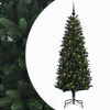vidaXL Muovinen joulukuusi koristeilla 120 cm 150 LEDi&auml;