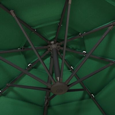 vidaXL 4-tasoinen aurinkovarjo alumiinitanko vihreä 3x3 m