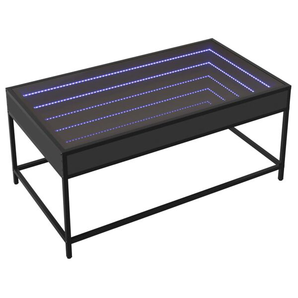 vidaXL sohvapöytä Infinity LED-valoilla musta 90x50x41 cm