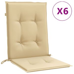 vidaXL Matalaselk&auml;tuolin tyynyt 6 kpl beige 100x50x4 cm kangas