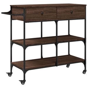 vidaXL Keitti&ouml;vaunu ruskea tammi 105x42x95 cm tekninen puu
