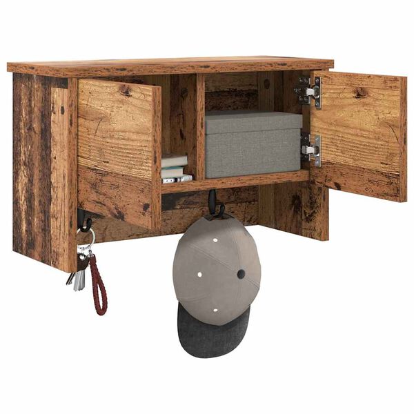 vidaXL Sein&auml;lle asennettava takkihylly Vanha puu 50 x 20 x 30 cm