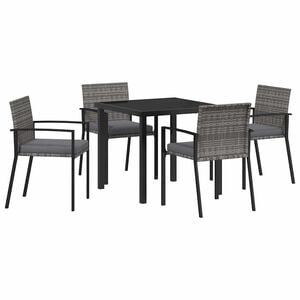 vidaXL Piharuokailu setti 5 pcs Harmaa Jauhemaalattu Ter&auml;s