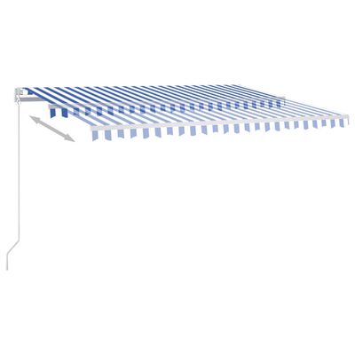 vidaXL Sisäänkelattava markiisi LED/tuulisensori 4x3,5 m sinivalkoinen
