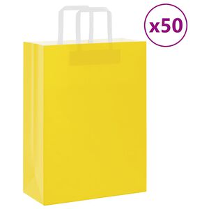 vidaXL Paperipussit 50 kpl kahvoilla keltainen 26x12x35 cm